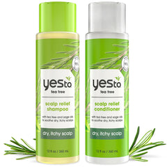 Yes To Tea Tree & Sage Shampoo bottle front showing brand and scalp care focus