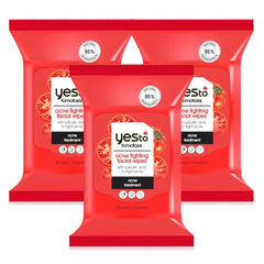 Yes To Tomatoes Clear Skin wipes for acne-prone skin with oil control and on-the-go cleansing.