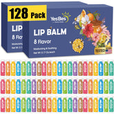 YesBes 128-pack lip balm collection with moisture for dry lips and travel-friendly variety.