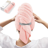 YFONG hair towel wrap pink microfiber dries hair faster