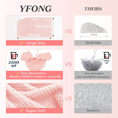 YFONG microfiber hair towel absorbs water efficiently for quick drying