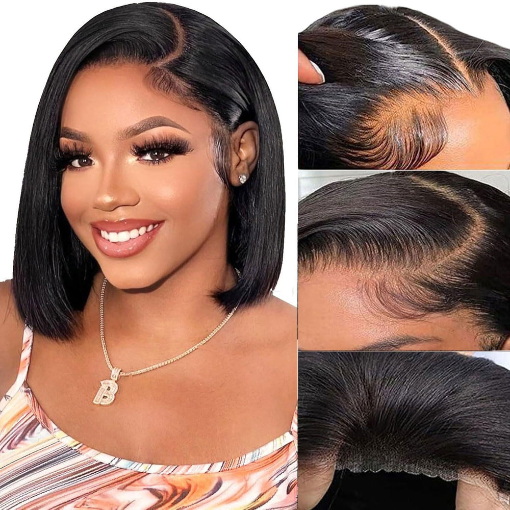 YFOXI Wear and Go bob wig cap closeup showing quick, glue-free wear