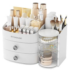 YGJT makeup organizer with two drawers and top compartment for tidy vanity storage.