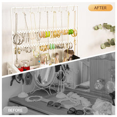 YGJT makeup organizer top compartments shown for organized skincare and makeup prep.