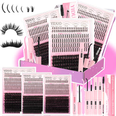 YIDUO Lash Clusters Kit spikes top view for dramatic volume