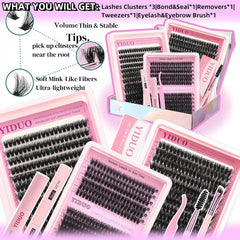 YIDUO Lash Clusters Kit contents reveal 760 pcs for up to a month