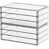 Yieach 2-pack acrylic drawer set with six drawers provides clear, organized storage.