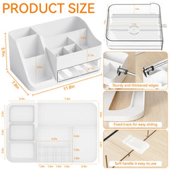 Yieach white makeup organizer drawer open displaying ample top storage
