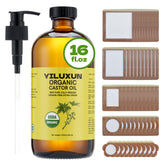 YILUXUN castor oil bottle 16oz, pure cold-pressed oil for skin hydration.