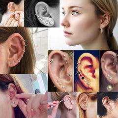 YINPAD CZ gold fashion earrings with clear sparkle for initial piercings