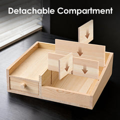 YIOJOYD adjustable compartments drawer depth demonstrates flexible storage for perfumes and skincare.