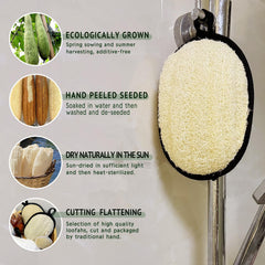 YIQINGJIE loofah sponge on bathroom shelf ready for daily cleansing
