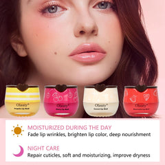 Yishifa lip mask sleeping ritual application shows overnight repair and smooth lips.