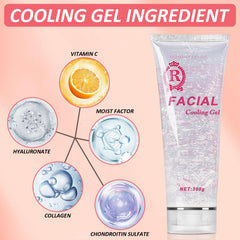 YMEYFAN cooling gel texture massaged onto skin for hydration.