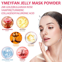 YMEYFAN jelly mask powder mixing in bowl for DIY spa sessions and at-home use.
