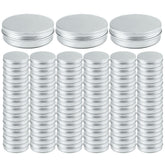 Ymkf Sqqr 2oz aluminum tin jars with lids for secure travel storage.