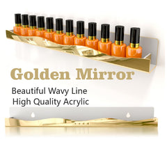 YMVV makeup storage rack holds lipsticks and brushes alongside polishes.