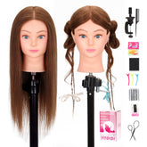 YODIDI mannequin head 22-24 inches real hair texture for lifelike styling practice.