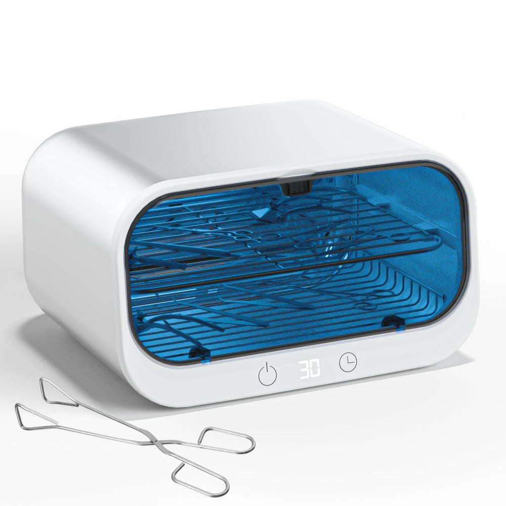Yofuly 12L sterilizer front view demonstrates compact design for efficient salon tool cleaning.