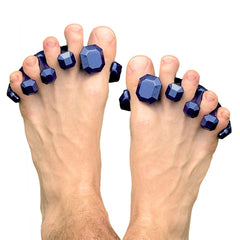 Yoga Toes Gems for Men metallic blue packshot highlighting premium gel toe spacers for daily comfort