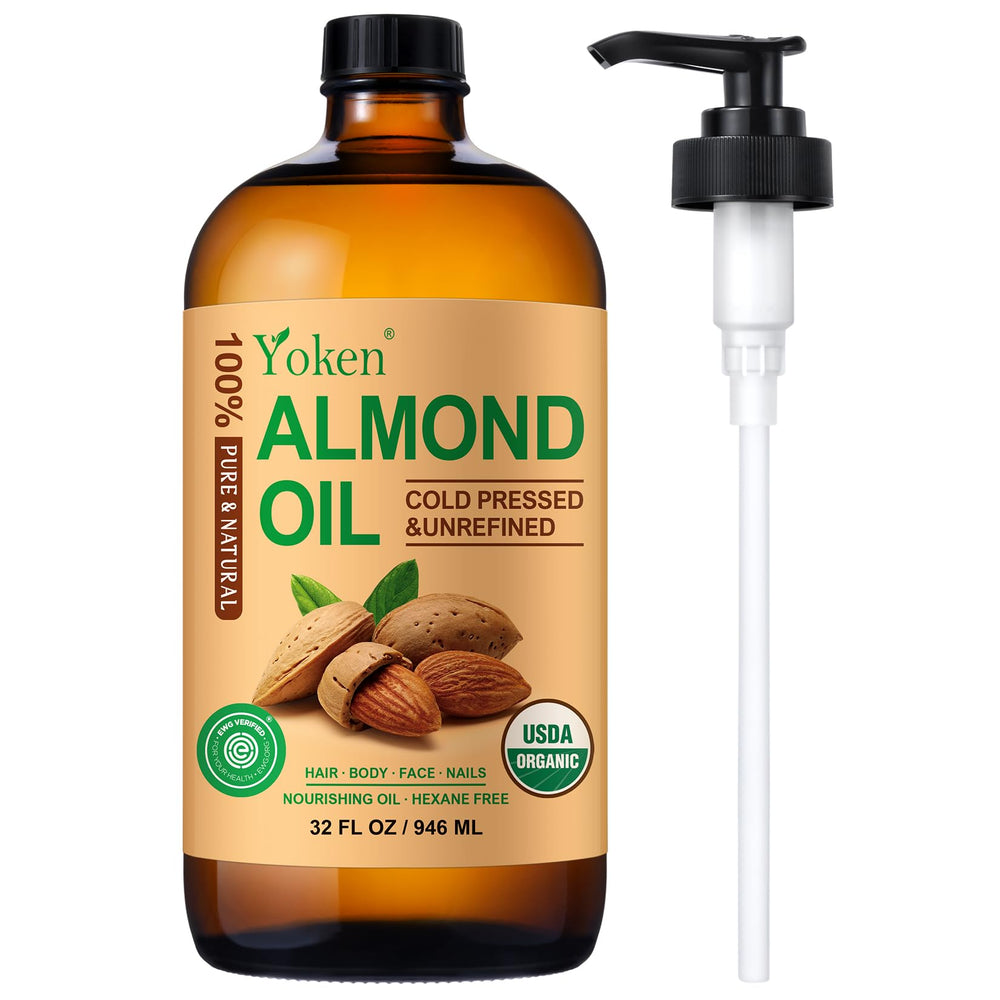 Yoken Organic Almond Oil amber glass bottle preserves freshness for skin and hair