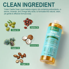 Yoken Castile Soap body wash demonstrates gentle skin cleansing.