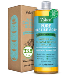 Yoken Castile Soap unscented bottle offers gentle everyday cleansing.