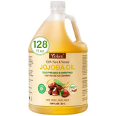 Yoken jojoba oil bottle close-up highlighting purity for skin and hair hydration.