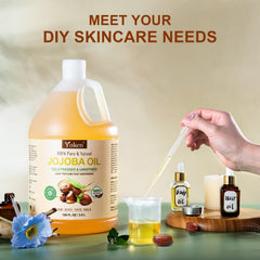 Yoken jojoba oil pours smoothly, ideal for massage and facial routines.