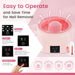 Yokilly nail soaking bowl auto-heats to safe temperature for gentle removal.