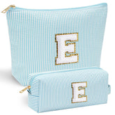 YOOLIFE initial makeup bag with chenille-front letter for durable personalization.