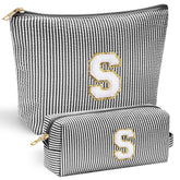 YOOLIFE monogram makeup bag front view shows chenille letter personalization