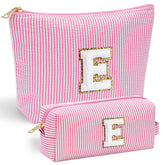 YOOLIFE personalized makeup bag front chenille letters with durable monogram detail