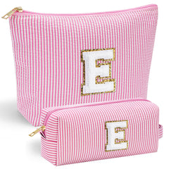 YOOLIFE personalized makeup bag front chenille letters with durable monogram detail