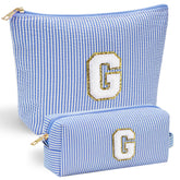YOOLIFE personalized makeup bag front stitch chenille letter for a chic gift