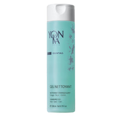 Yon-Ka Gel Cleanser bottle close-up showing gentle makeup removal capability.