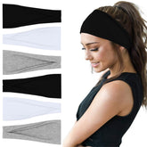 YONUF wide black headband provides soft, sweat-absorbent wear for workouts.