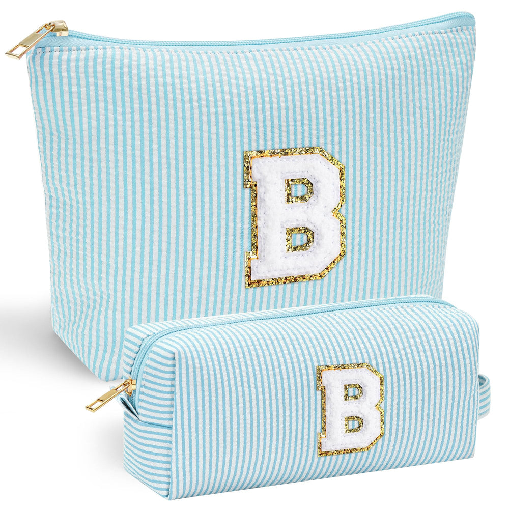 YOOLIFE 2 travel makeup bag showcasing front stitch chenille letter for personalized style and gifting