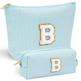 YOOLIFE 2 travel makeup bag showcasing front stitch chenille letter for personalized style and gifting