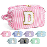 YOOLIFE monogram pink makeup bag with initial design for travel organization