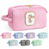 YOOLIFE graduation monogram makeup bag pink front view for travel organization