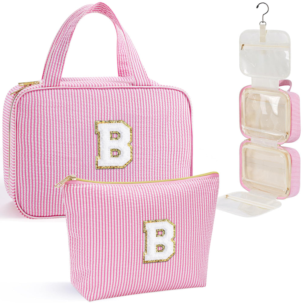 YOOLIFE hanging toiletry bag front view pink keeps toiletries organized during travel