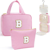 YOOLIFE hanging toiletry bag front view pink keeps toiletries organized during travel