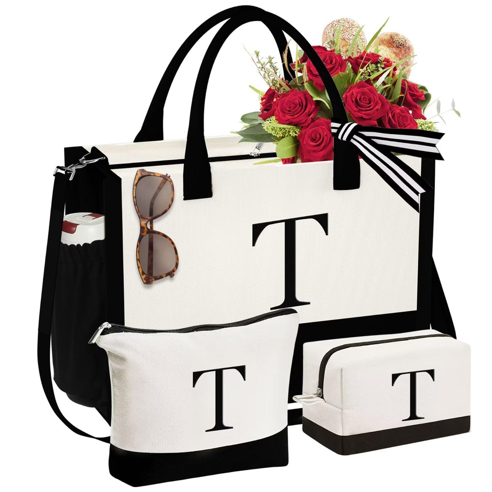 YOOLIFE initial canvas tote set overview showing versatile gift touch