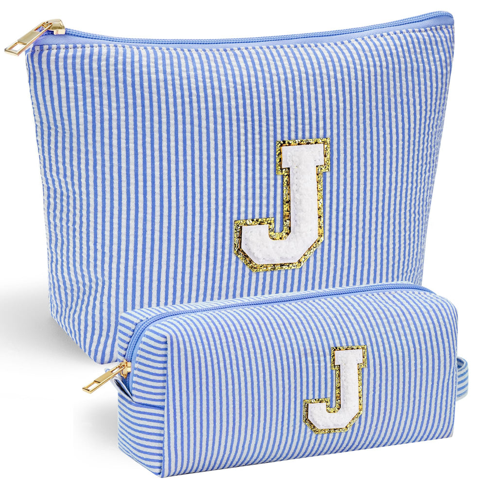 YOOLIFE Initial J makeup bag front chenille stitch for personalized flair.