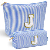 YOOLIFE Initial J makeup bag front chenille stitch for personalized flair.