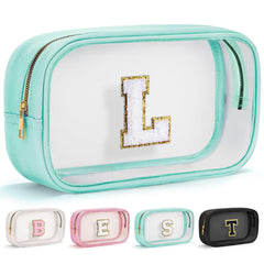 YOOLIFE Initial makeup bag clear front view shows quick-access organization