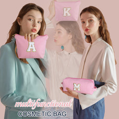 YOOLIFE initial makeup bag comes in pink blue purple green and black for style.