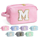 YOOLIFE initial makeup bag front chenille letter for personalized gifting