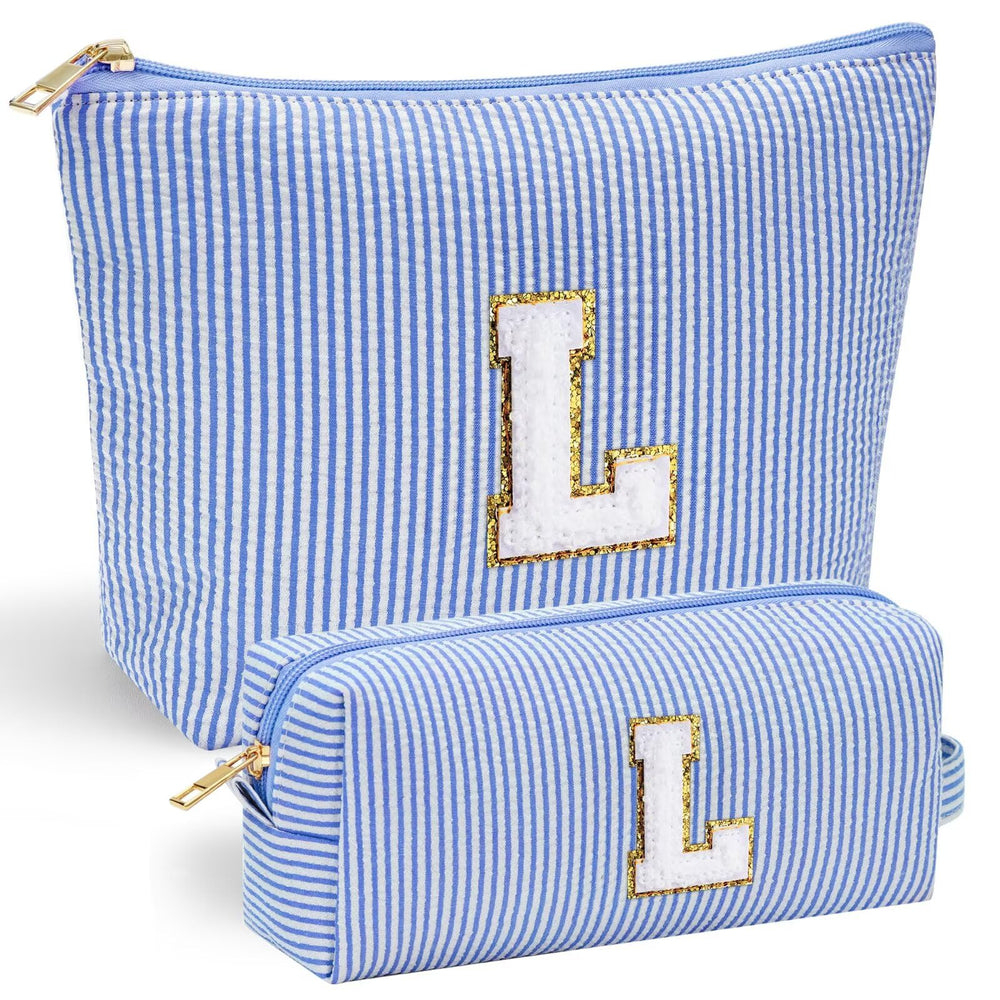 YOOLIFE Initial Makeup Bag front chenille letter for personalized teens